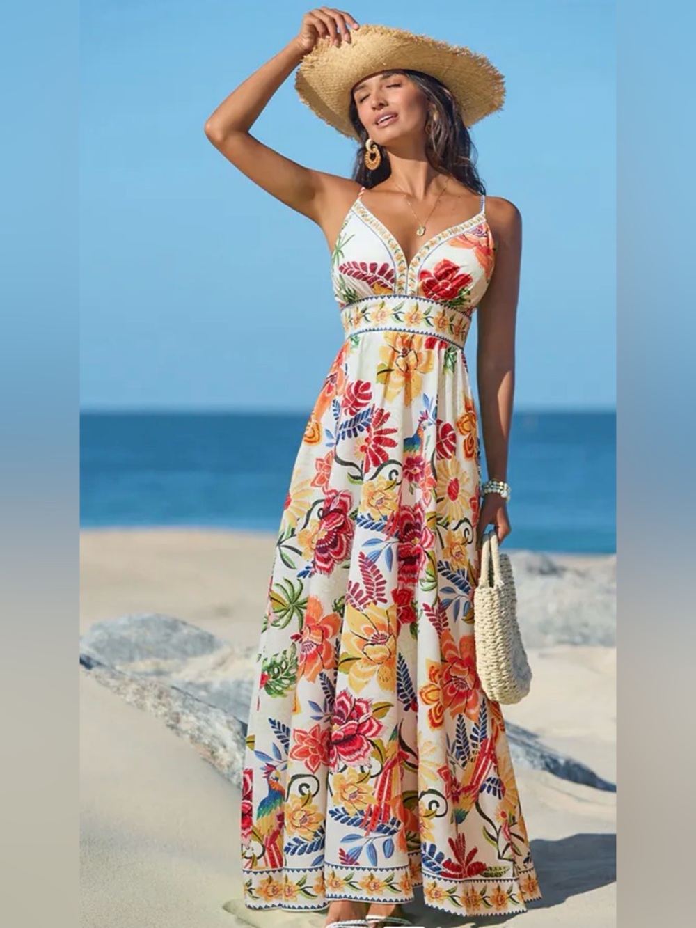 CUPSHE NWT Vibrant Oasis Tropical Maxi Dress -multi -XL - Picture 3 of 8